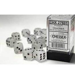Chessex Chessex: Frosted Clear/Black 16Mm D6 Dice