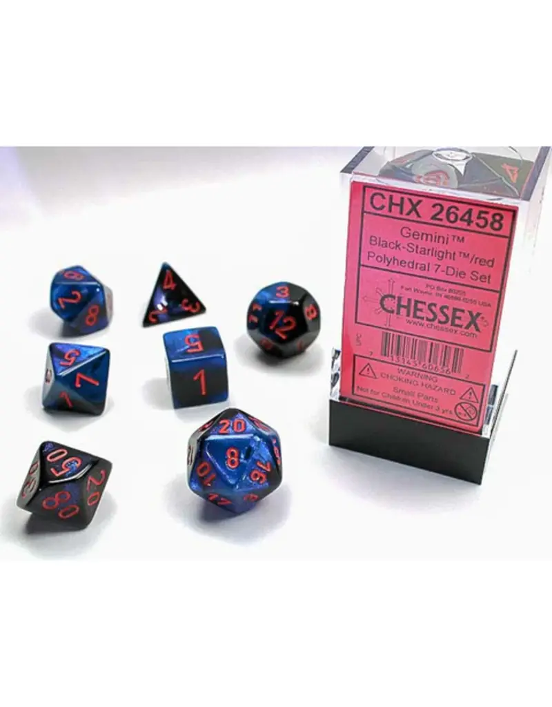 Chessex 7 Die Set - Gemini Black Starlight/Red