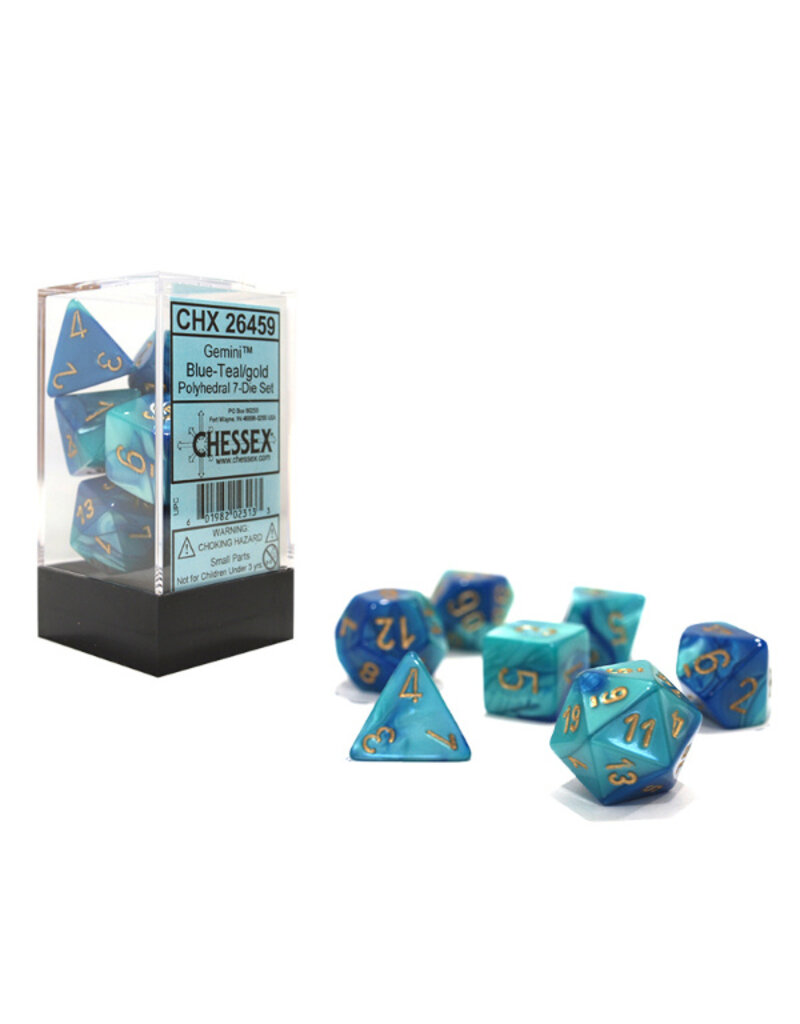 Chessex 7 Die Set - Gemini Blue-Teal/Gold
