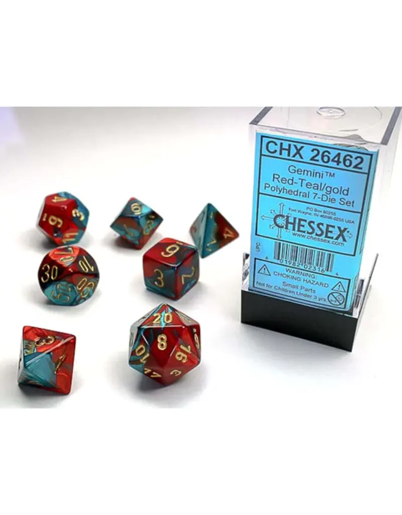 Chessex 7 Die Set - Gemini Red-Teal/Gold