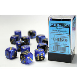 Chessex D6 Block - 16mm - Gemini Black-Blue/Gold