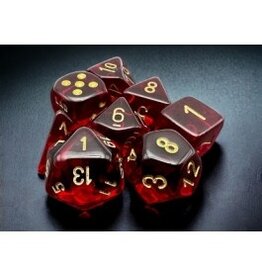 Chessex Translucent Crimson/Gold 7-Dice Set w/ Bonus Die