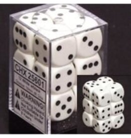 Chessex D6 Block - 16mm - Opaque White/Black