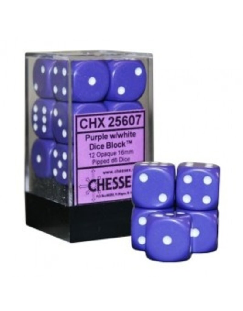 Chessex D6 Block - 16mm - Purple/White