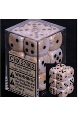 Chessex D6 Block - 16mm - Marble-Ivory/Black