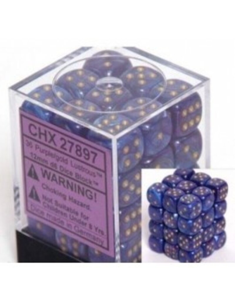 Chessex D6 Block - 12mm - Lustrous Purple/Gold