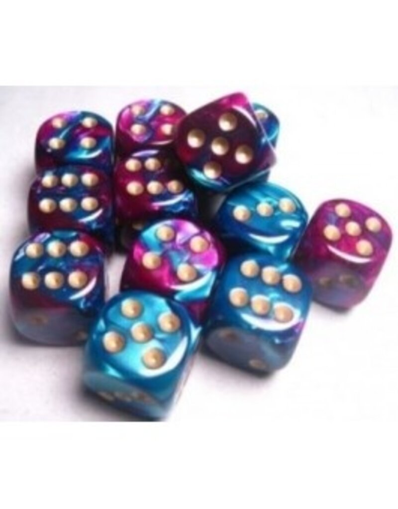 Chessex D6 Block - 16mm - Gemini Purple-Teal/Gold