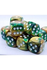 Chessex D6 Block - 16mm - Gemini Gold/Green