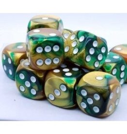 Chessex D6 Block - 16mm - Gemini Gold/Green