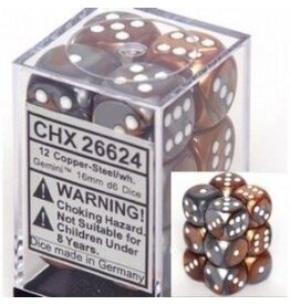Chessex D6 Block - 16mm - Gemini Copper/Steel