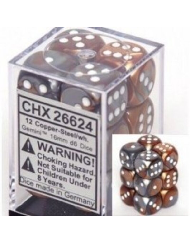 Chessex D6 Block - 16mm - Gemini Copper/Steel