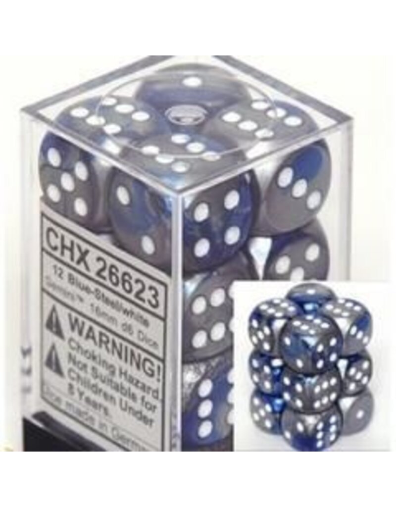 Chessex D6 Block - 16mm - Gemini Blue/Steel