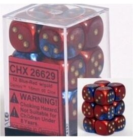 Chessex D6 Block - 16mm - Gemini Blue-Red/Gold
