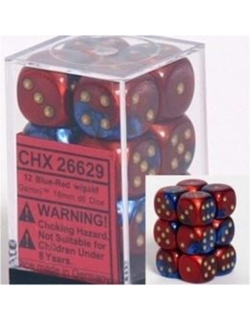 Chessex D6 Block - 16mm - Gemini Blue-Red/Gold