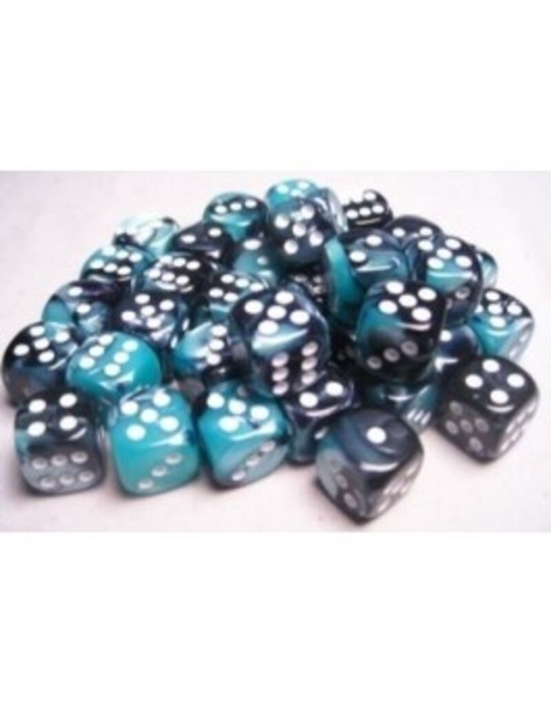 Chessex D6 Block - 16mm - Gemini Black-Shell/White