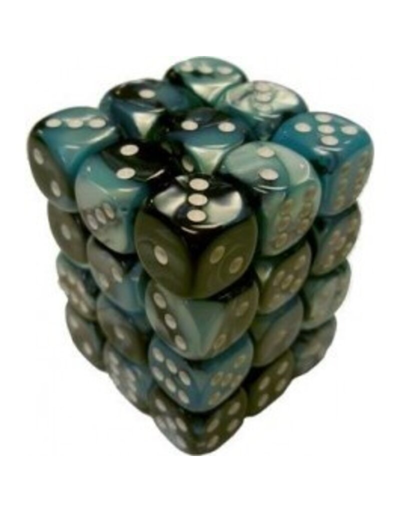 Chessex D6 Block - 12mm - Black-Shell/White