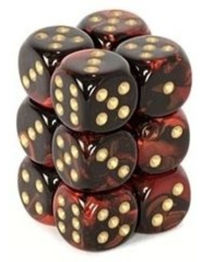 Chessex D6 Block - 16mm - Gemini Black-Red/Gold