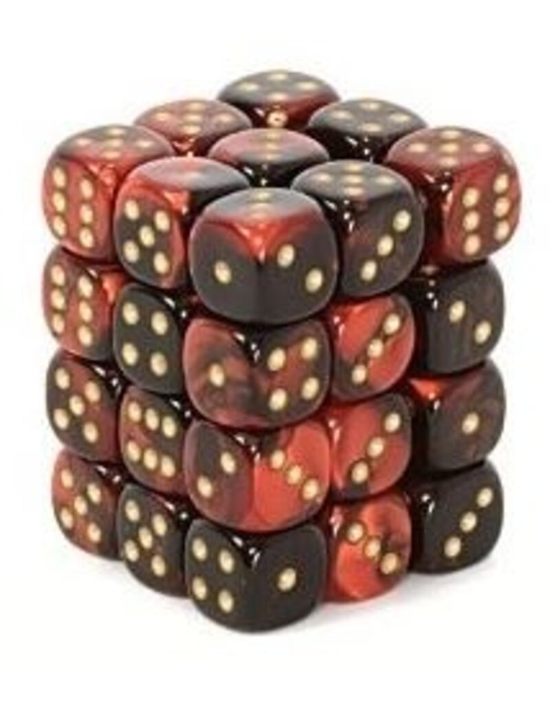 Chessex D6 Block - 12mm - Gemini Black-Red/Gold