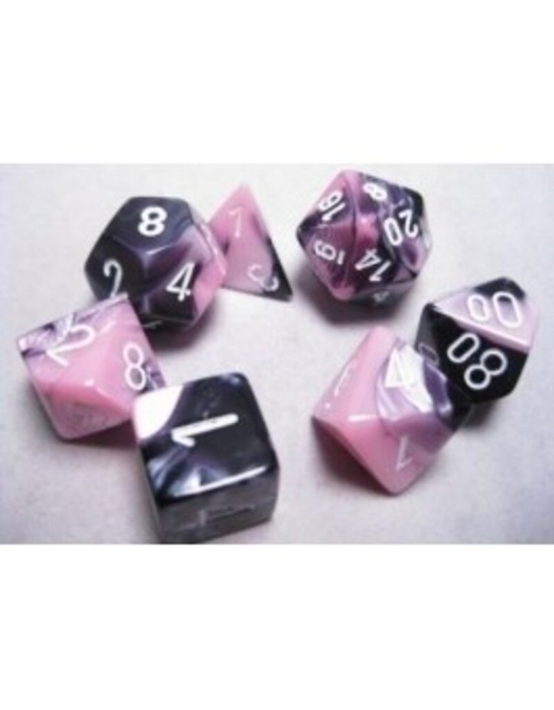 Chessex 7 Die Set - Gemini Black-Pink/White