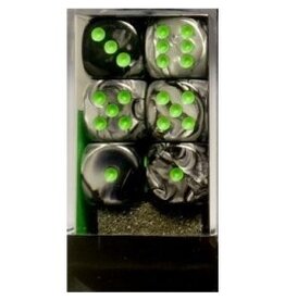 Chessex D6 Block - 16mm - Gemini Black-Grey/Green