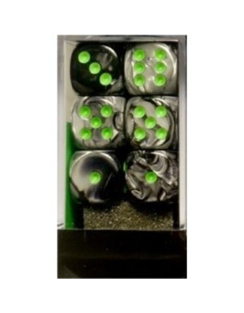 Chessex D6 Block - 16mm - Gemini Black-Grey/Green