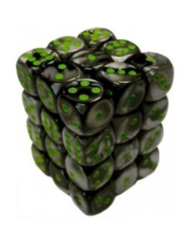 Chessex D6 Block - 12mm - Black-Grey/Green