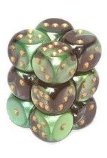 Chessex D6 Block - 16mm - Gemini Black-Green/Gold