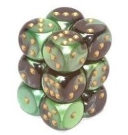 Chessex D6 Block - 16mm - Gemini Black-Green/Gold