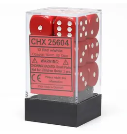 Chessex D6 Block - 16mm - Opaque Red/White