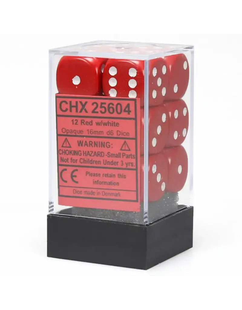 Chessex D6 Block - 16mm - Opaque Red/White