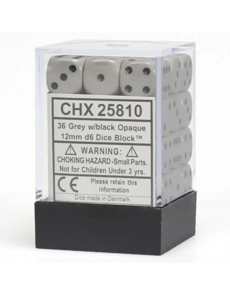 Chessex D6 Block - 12mm - Opaque Dark Grey/Black