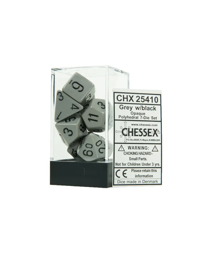 Chessex 7 Die Set - Opaque Dark Grey/Black