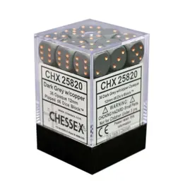 Chessex D6 Block - 12mm - Opaque Dark Grey/Copper