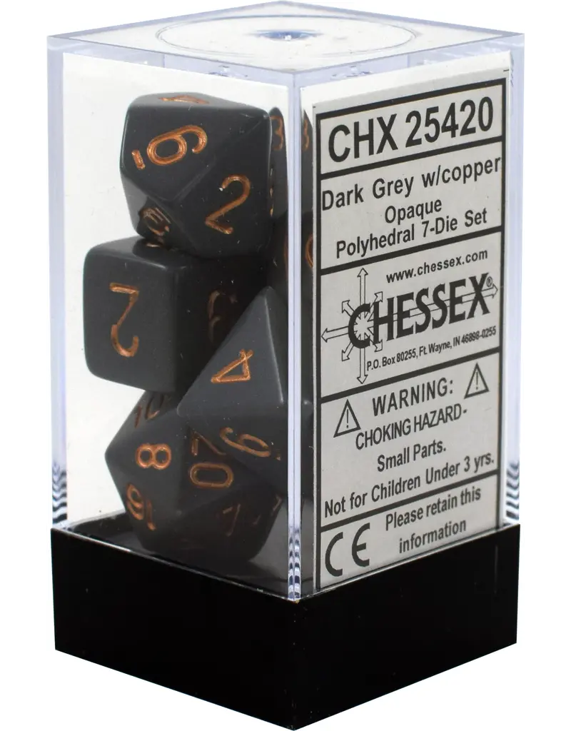 Chessex 7 Die Set - Opaque Dark Grey/Copper