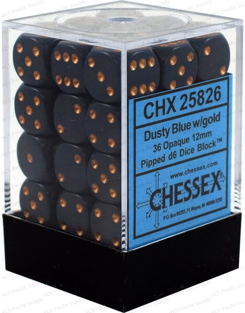 Chessex D6 Block - 12mm - Opaque Dusty Blue/Copper