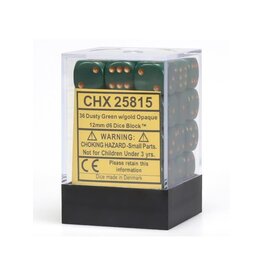 Chessex D6 Block - 12mm - Opaque Dusty Green/Copper