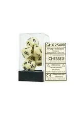 Chessex 7 Die Set - Opaque Ivory/Black