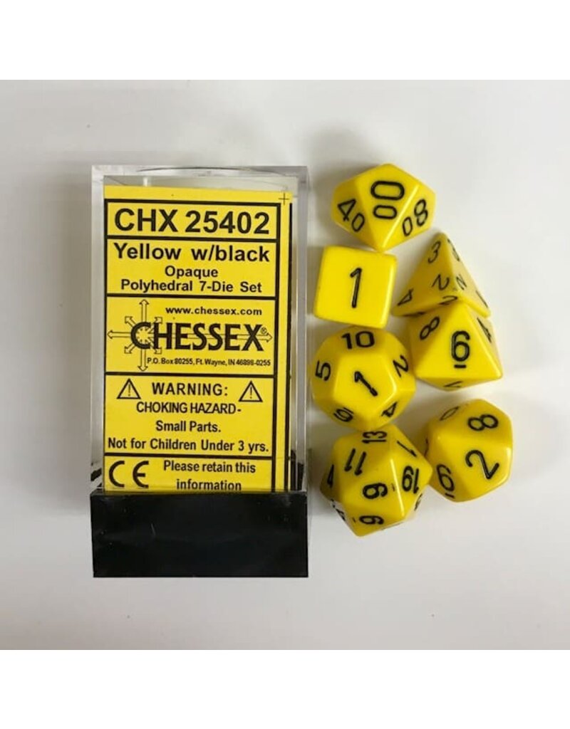 Chessex 7 Die Set - Opaque Yellow/Black