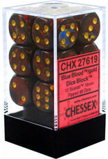 Chessex D6 Block - 16mm - Scarab Blue Blood/Gold