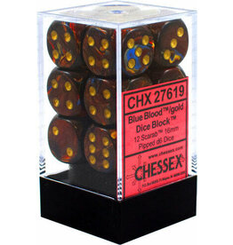 Chessex D6 Block - 16mm - Scarab Blue Blood/Gold