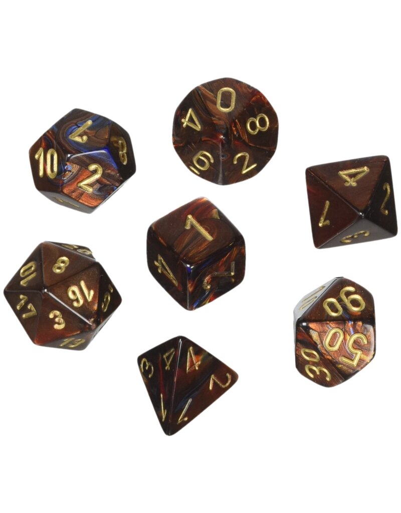 Chessex 7 Die Set - Scarab Blue Blood/Gold