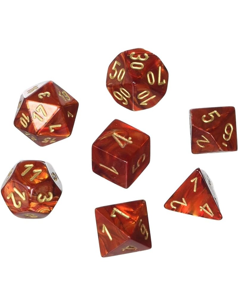 Chessex 7 Die Set - Scarab Scarlet/gold