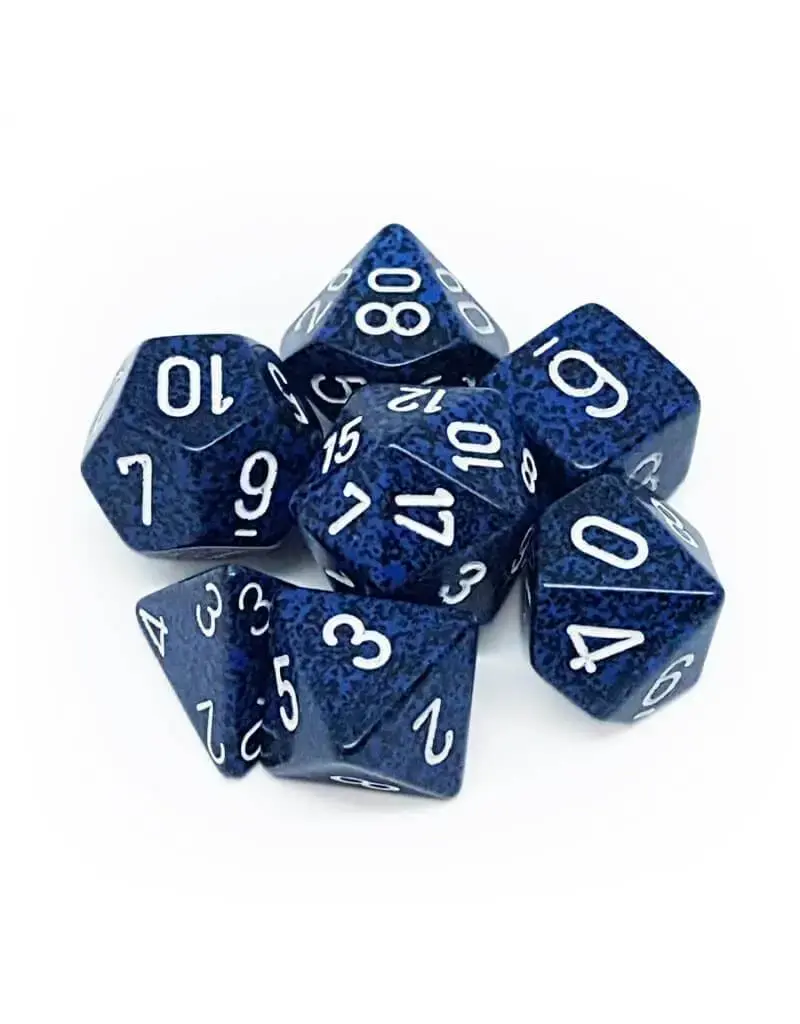 Chessex 7 Die Set -  Speckled Stealth Blue/White