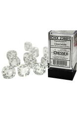 Chessex D6 Block - 16mm - Translucent Clear/White