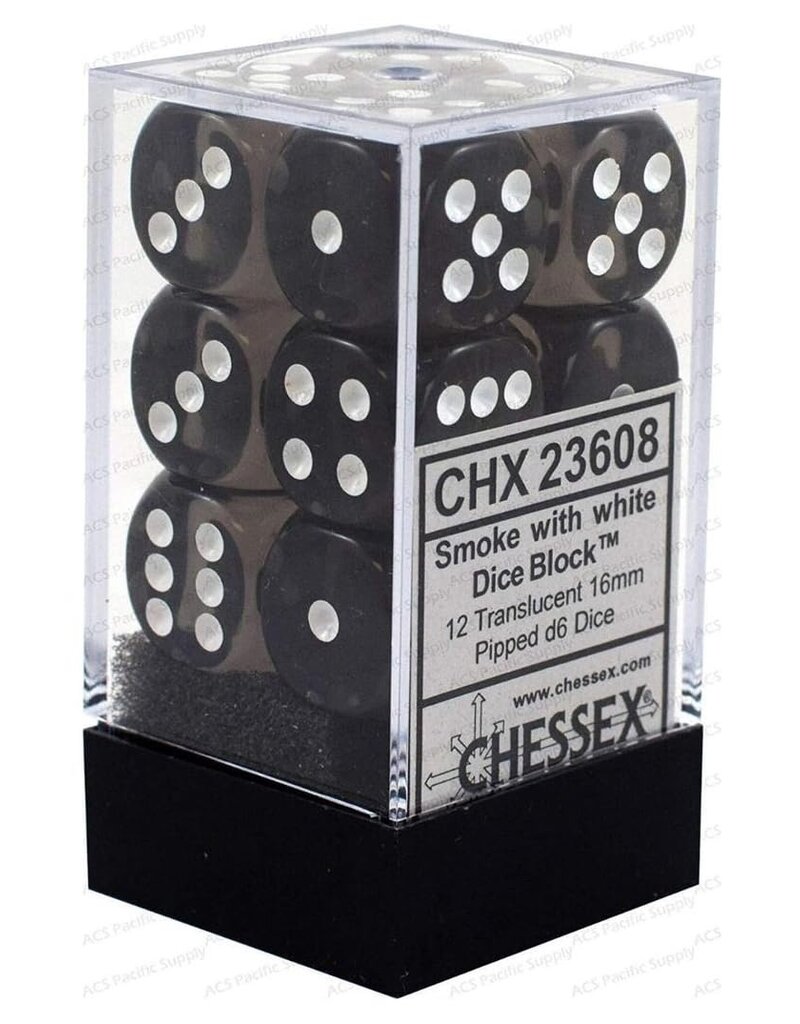 Chessex D6 Block - 16mm - Translucent Smoke
