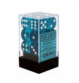 Chessex D6 Block - 16mm - Translucent Teal/White