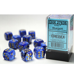Chessex D6 Block - 16mm - Vortex Blue/Gold