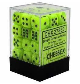Chessex Chessex: Vortex Bright Green/Black 12Mm D6 Dice Block