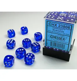 Chessex D6 Block - 12mm - Translucent Blue/White