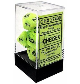 Chessex Chessex: Vortex Bright Green/Black 7-Die Set
